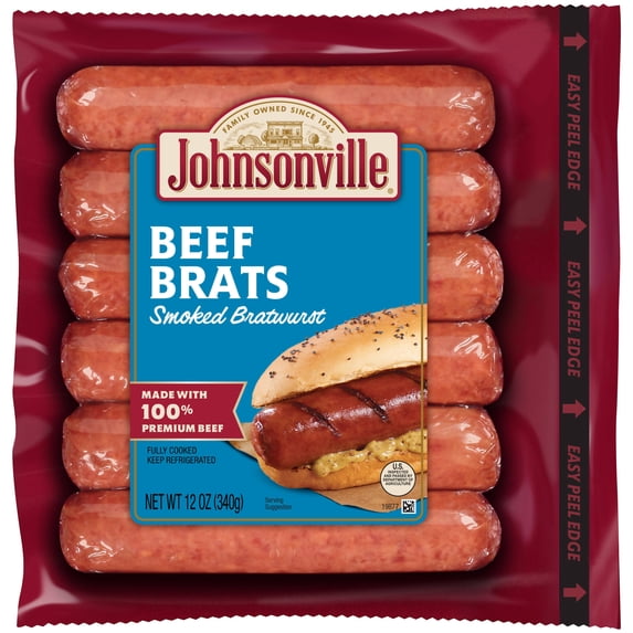 Johnsonville Smoked Beef Bratwurst, 6 Links, 12 oz