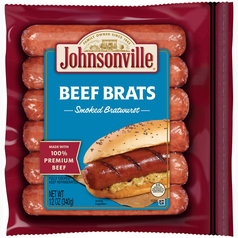 Johnsonville Smoked Beef Bratwurst, 6 Links, 12 oz 