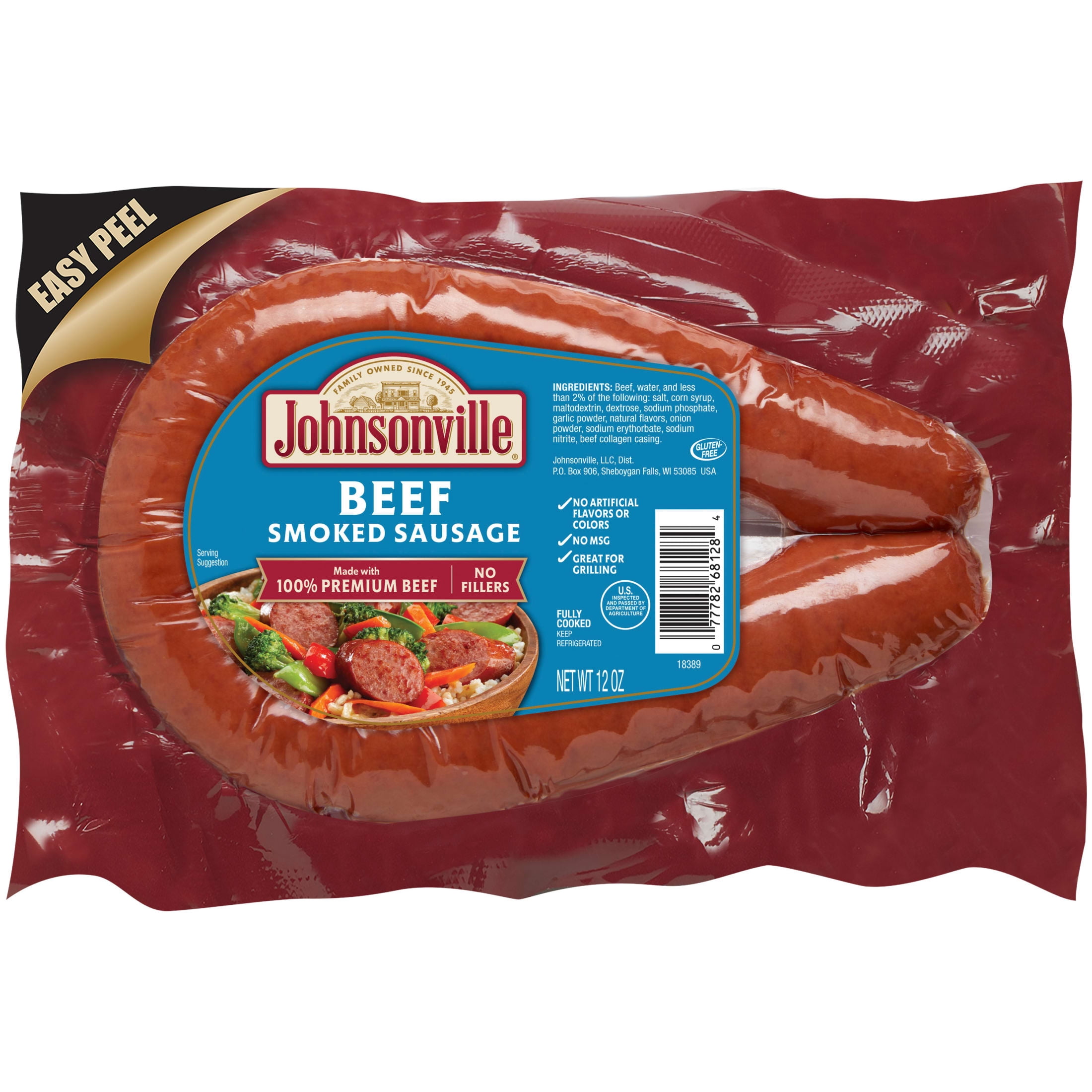 Beef Rosto Rope Johnsonville Smoked Beef Rope Sausage 12oz, Fully Cooked, Refrigerated ...