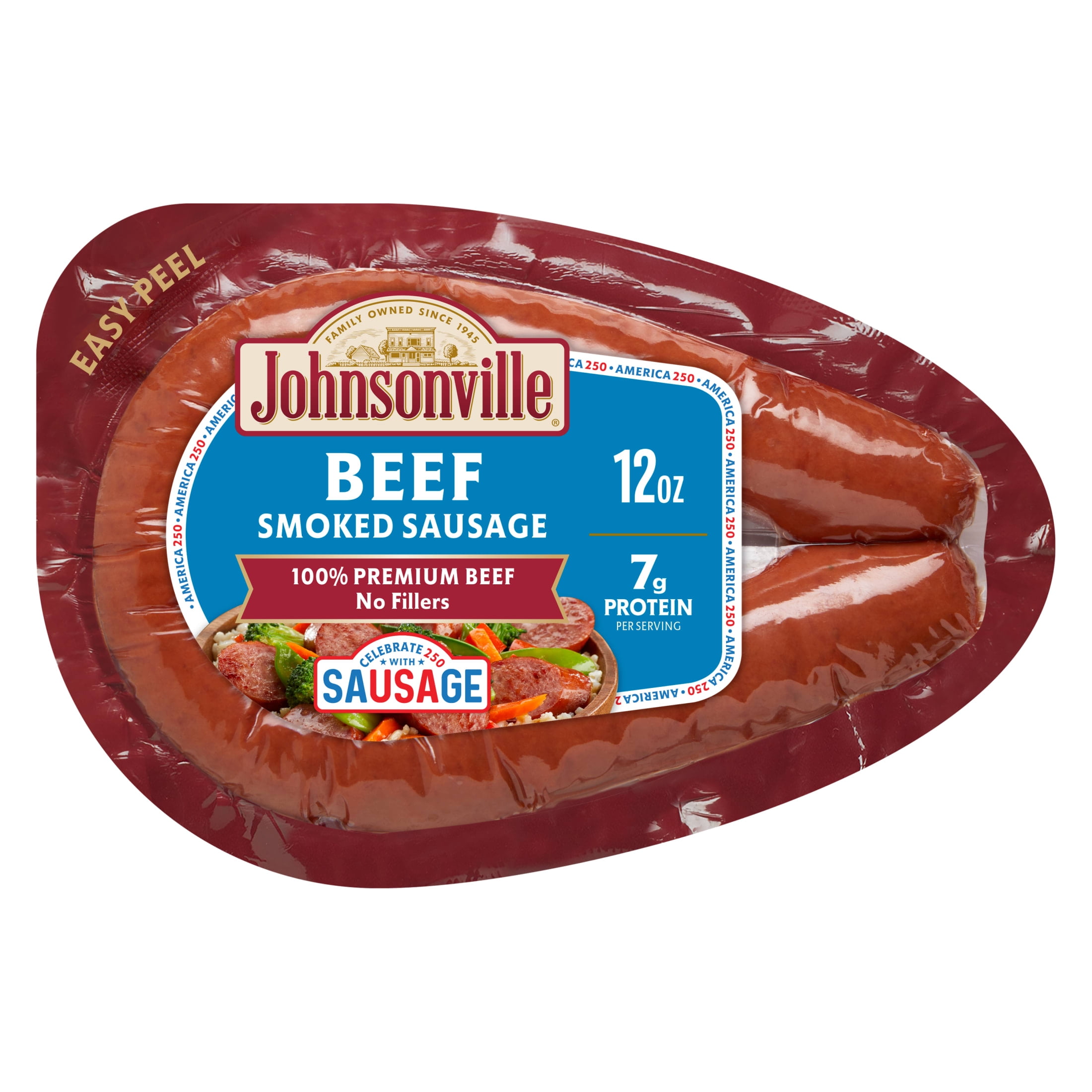 Johnsonville Smoked Beef Rope Sausage 12oz Package