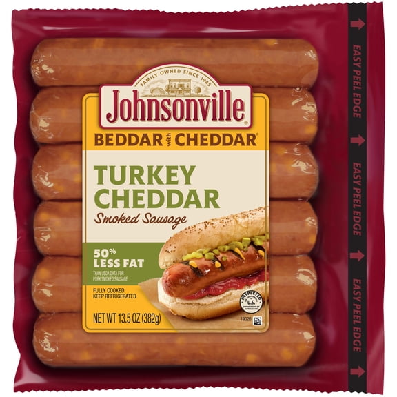 Johnsonville Turkey Cheddar Smoked Sausage, Refrigerated, 6 Links, 13.5 oz
