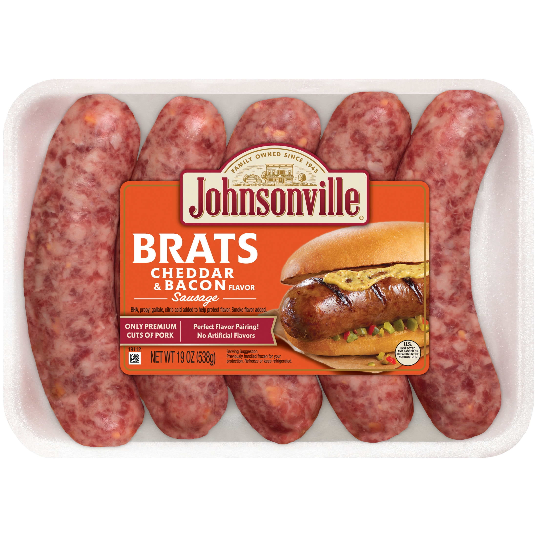 Johnsonville Bacon Cheddar Pork Bratwurst Links, 19 oz (5 Count) Refrigerated