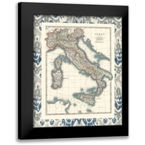 Johnston 12x14 Black Modern Framed Museum Art Print Titled - Bordered Map of Italy