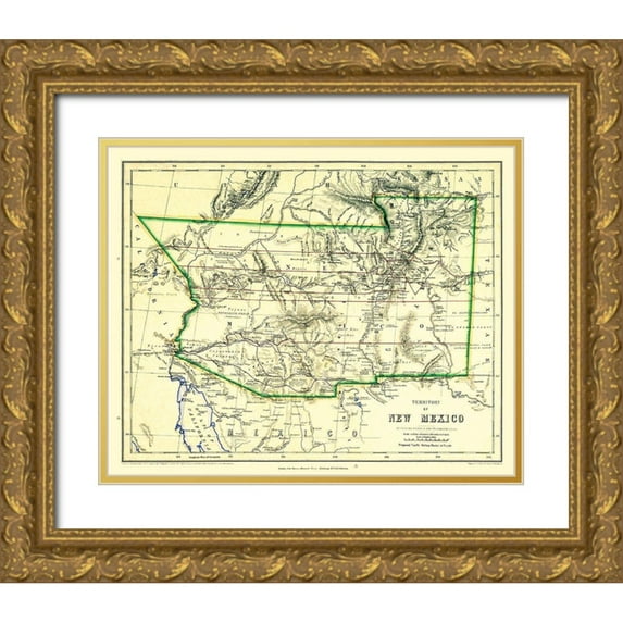 Johnston 14x12 Gold Ornate Wood Framed with Double Matting Museum Art Print Titled - New Mexico Territory - Johnston 1857