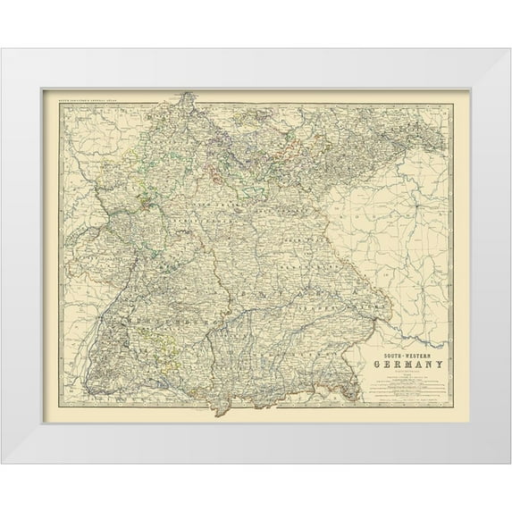 Johnston 18x15 White Modern Wood Framed Museum Art Print Titled - Southwest Germany - Johnston 1861