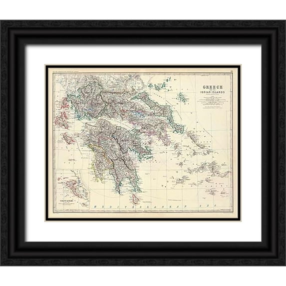 Johnston, Alexander Keith 14x12 Black Ornate Wood Framed with Double Matting Museum Art Print Titled - Greece, 1861