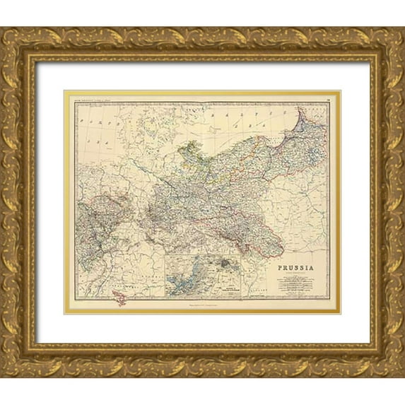 Johnston, Alexander Keith 14x12 Gold Ornate Wood Framed with Double Matting Museum Art Print Titled - Prussia, 1861