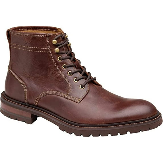 Johnston & Murphy Men's Barrett Full Grain Plain Toe Boots (Mahogany Full Grain, 13)