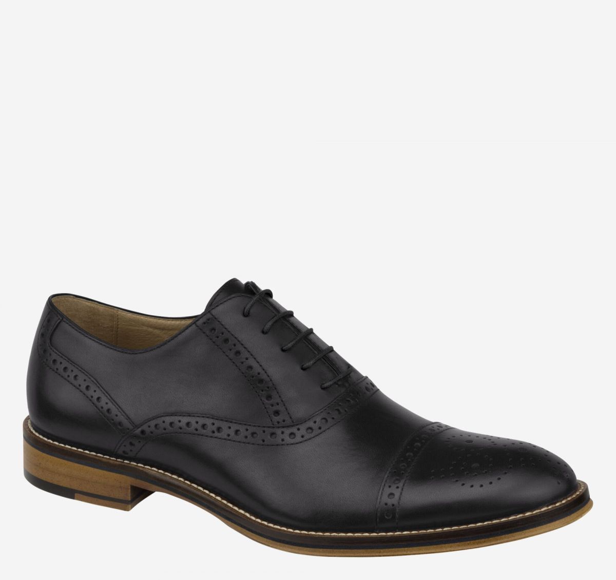 JOHNSTON & MURPHY CONARD CAP TOE MENS DRESS SHOES SZ 12M BLACK LEATHER Johnston & Murphy Men main image 4
