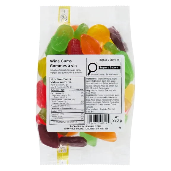 Johnvince Foods Wine Gums 280g (9.9 oz) - Canadian Candy