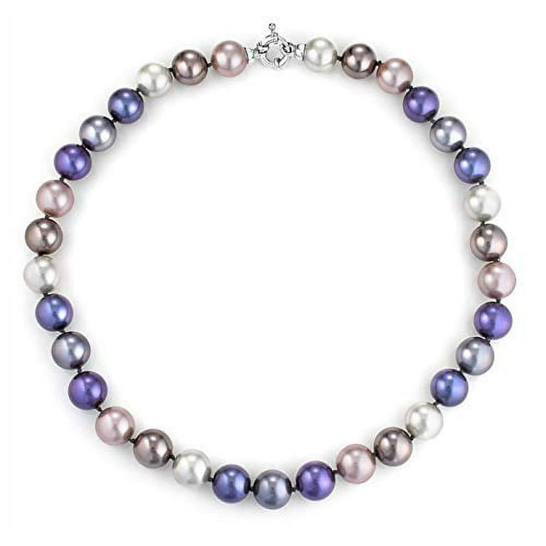 Joia De Majorca, 12mm, 18 inch Multi-Hues Pearl Necklace with