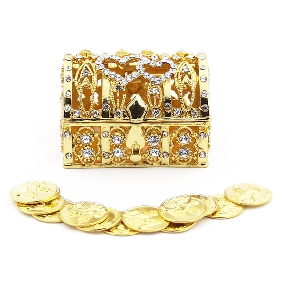 Joice Gift Elegant Gold Treasure Box Wedding Arras Set with 13 Coins GTB01