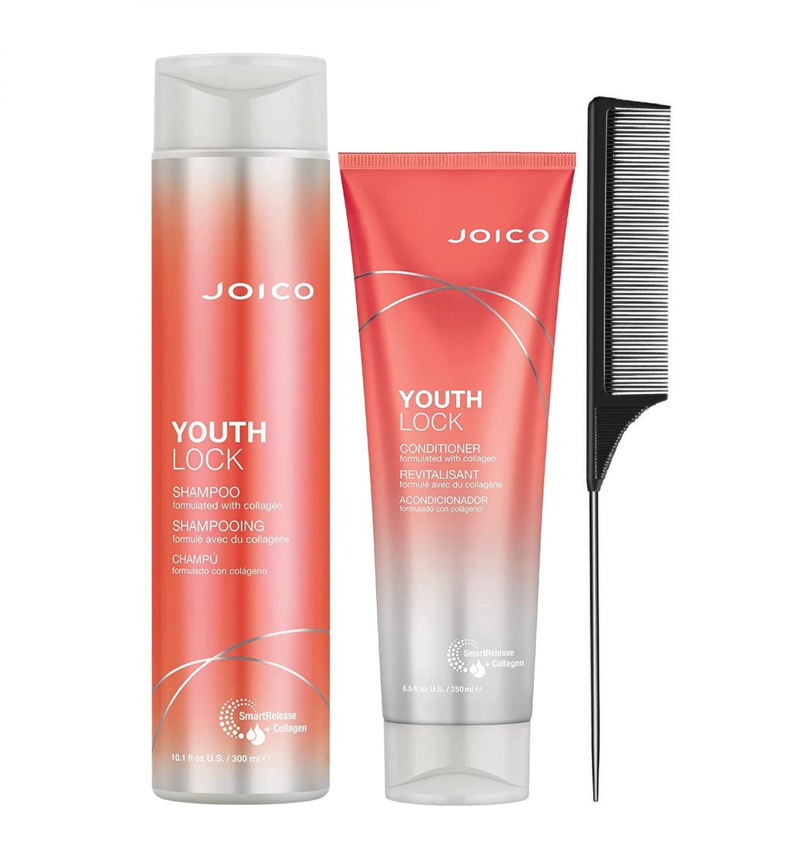 Joico YouthLock Shampoo & Conditioner Set (with Free Tail Combs