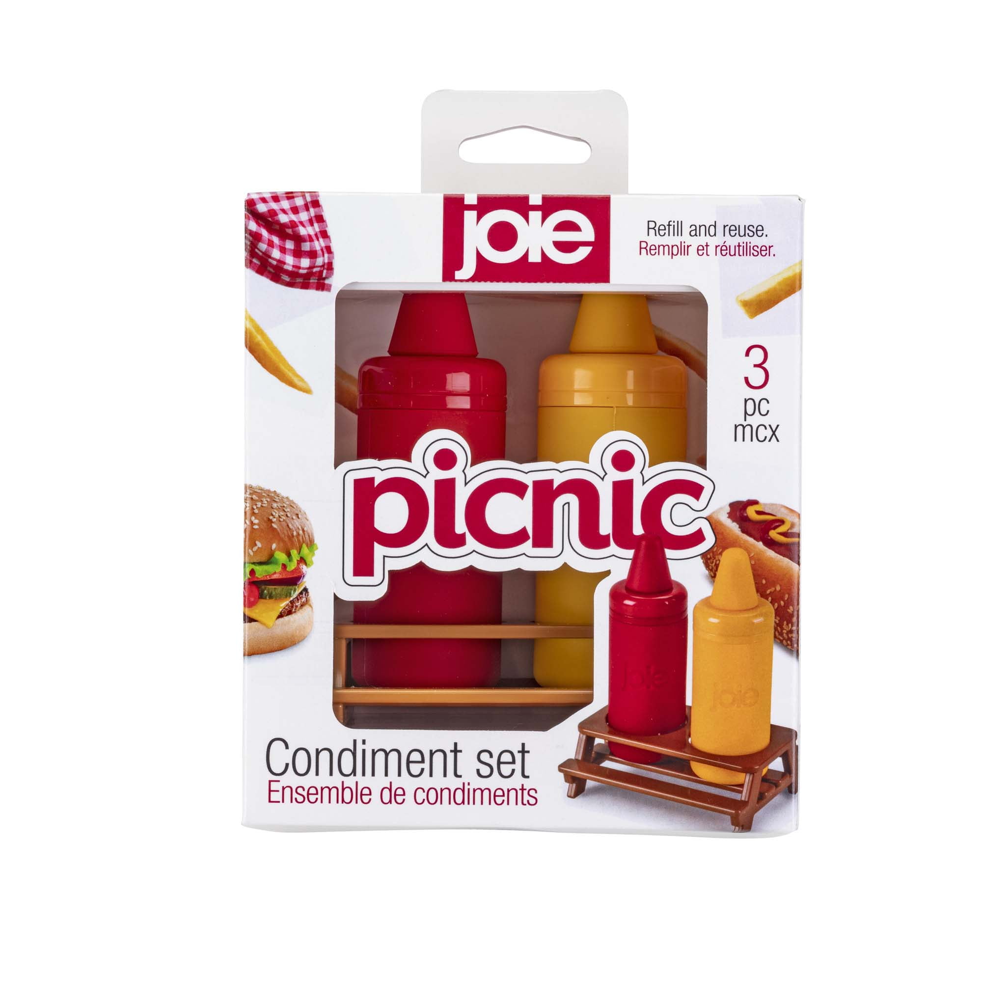 Joie Condiment Squeeze Bottles with Nozzle Caps and Picnic Bench