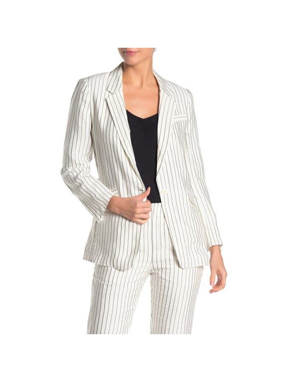 Darryl Striped One Button Blazer, Porcelain, 00
