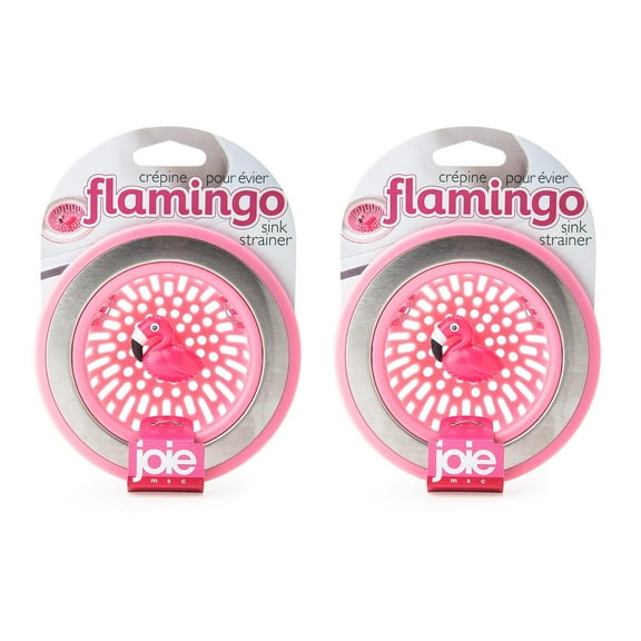 Joie Flamingo Bird Kitchen Sink Strainer Basket, Stainless Steel and BPA-Free Plastic, Set of 2