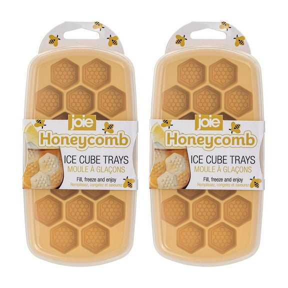 Joie Ice Cube Tray with Lid, Honeycomb Design, Silicone and BPA-Free Plastic, Makes 17 Ice Cubes, Set of 2