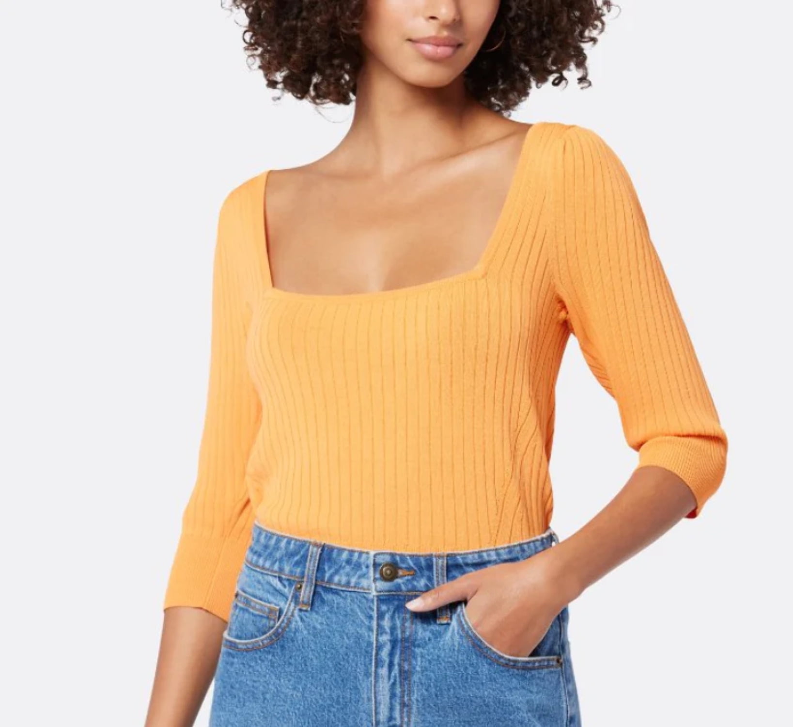 Joie Isa Square Neck Ribbed Sweater Walmart