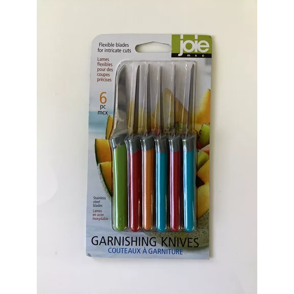 Joie MSC ~Set Of 6 Stainless Steel Flexible Paring/Garnishing Multicolor Knives