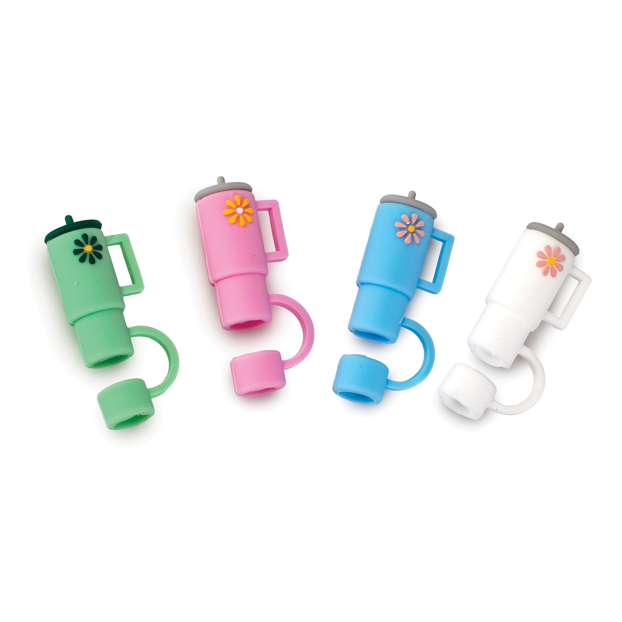 Joie Silicone Groovy Straw Caps, Tumbler Design, Reusable, Set of 4 ...