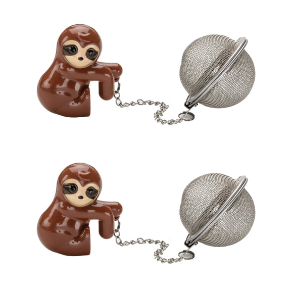 Joie Sloth Tea Infuser Strainer, For Loose Tea and Herbal Tea, 18/8 Stainless Steel, Assorted Grey and Brown, Set of 2