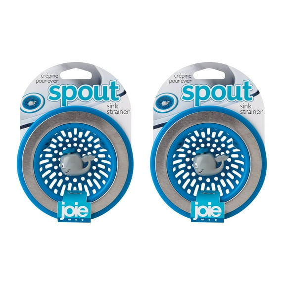 Joie Spout Whale Kitchen Sink Strainer Basket, Stainless Steel and BPA-Free Plastic, Set of 2