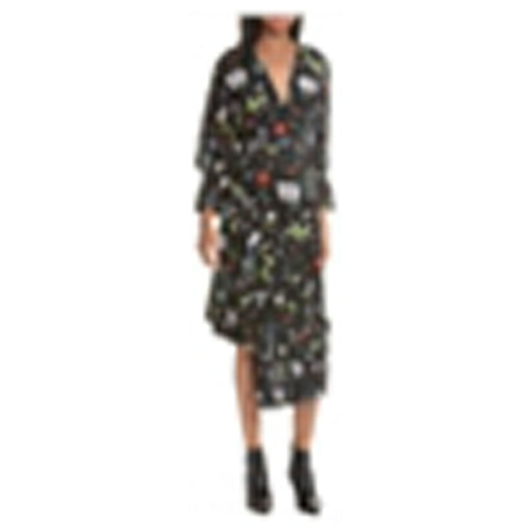 Joie Womens Analena Pleated Ruffle Midi Dress Black Small Walmart