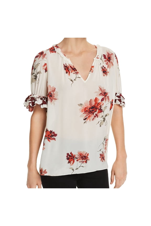 Womens Arlinda Floral Pullover Blouse, White, Small