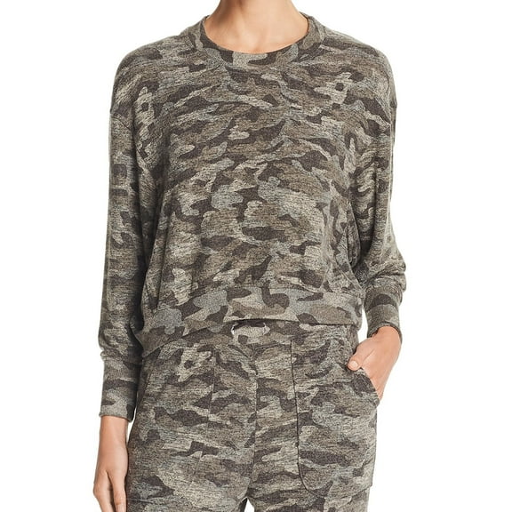 Joie Womens Cropped Camo Sweatshirt, Green, X-Small