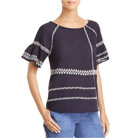 Joie Womens Embroidered Pullover Blouse