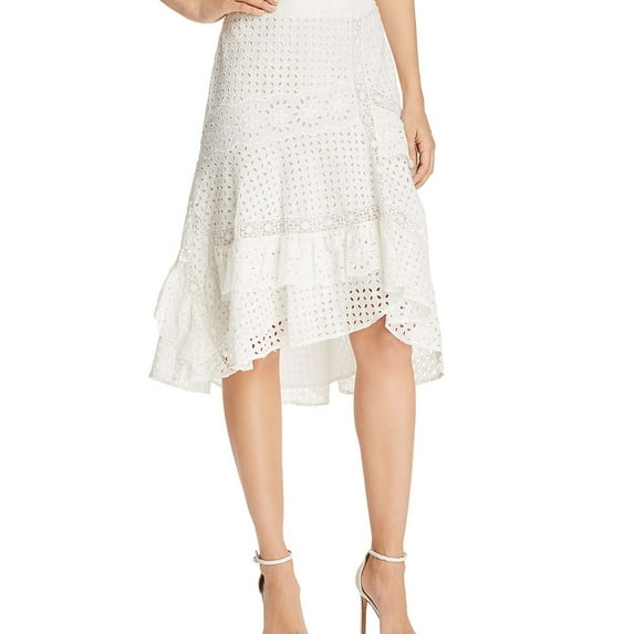 Joie Womens Eyelet High-Low Skirt, White, 8