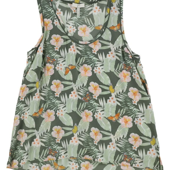 Joie Womens Floral Silk Tank Top, Green, Small