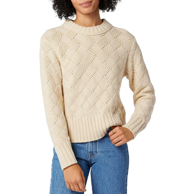 Joie Womens Isabey Ribbed Trim Open Stitch Pullover Sweater Walmart