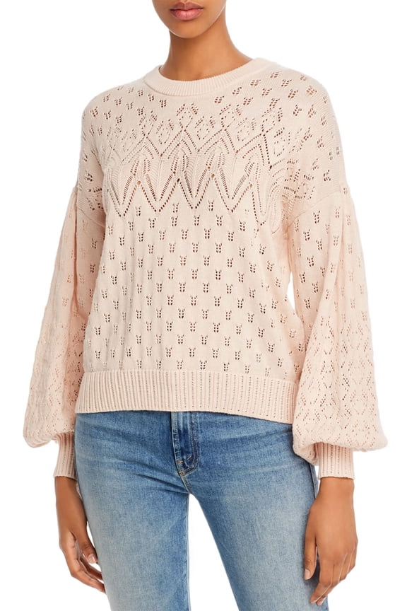 Womens Phillipa Pointelle Knit Sweater Medium Linen - NTW $248