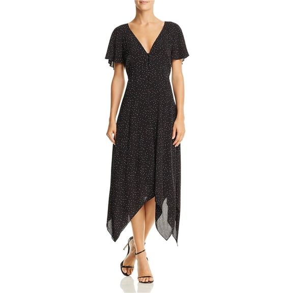 Joie Womens Tamyra Printed Asymmetric Midi Dress Black 4