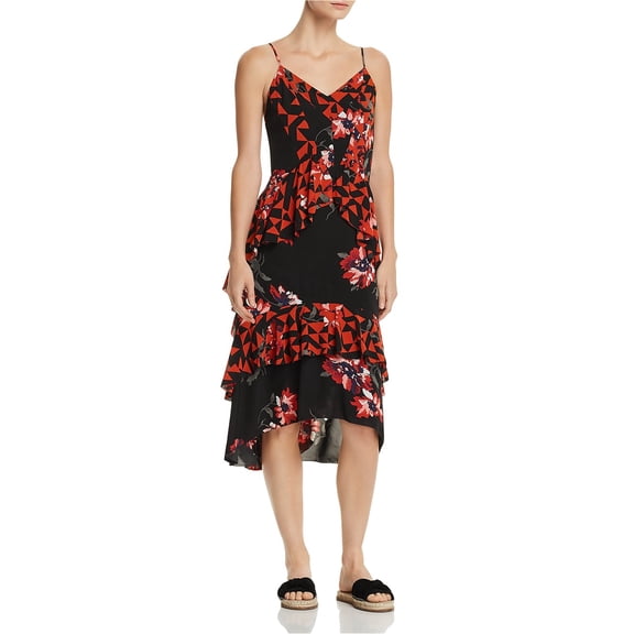 Joie Womens Tiered Ruffle A-Line Dress