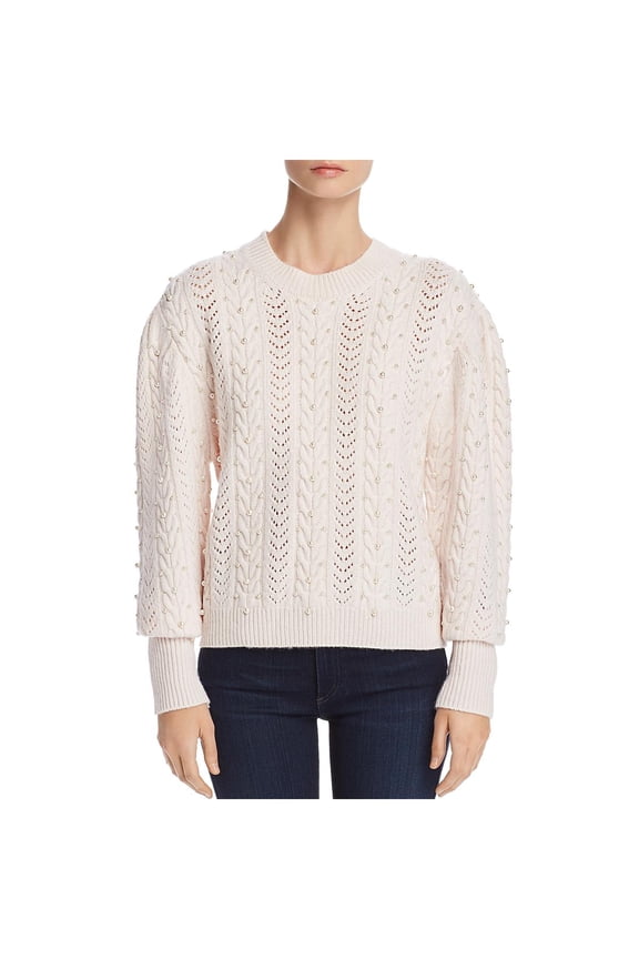 Womens Tinala Cable Knit Embellished Crewneck Sweater