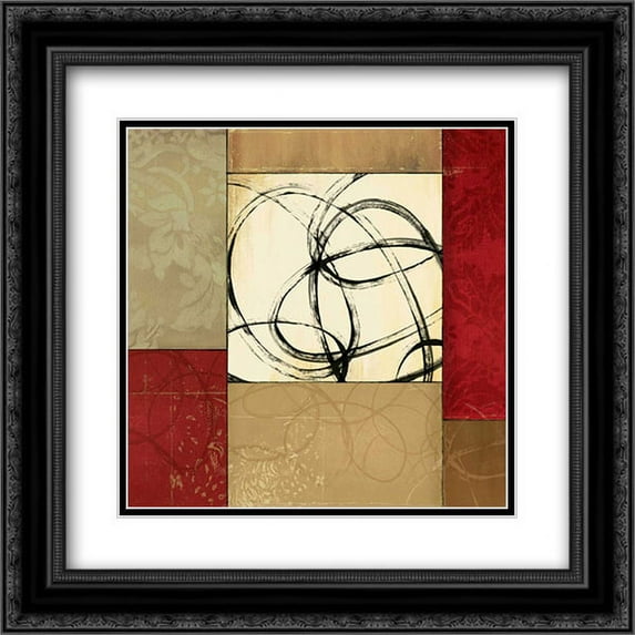 Joie de Vivre II 2x Matted 20x20 Black Ornate Framed Art Print by Pearce, Allison