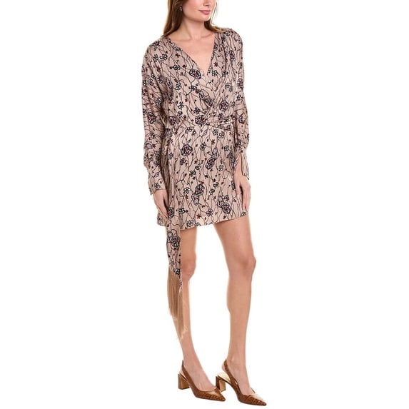 Joie womens Hammered Satin Mini Dress, 4, Beige