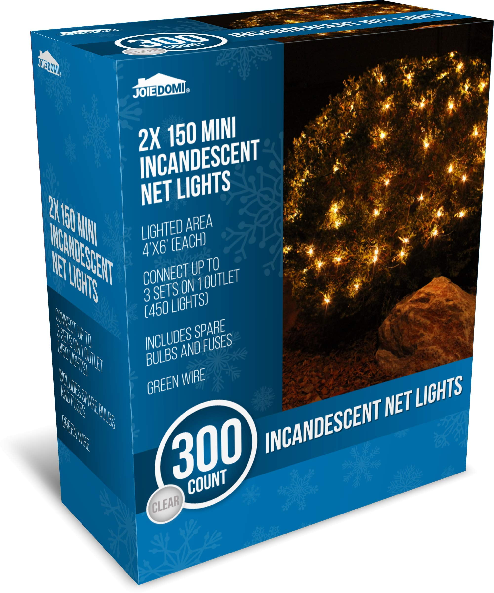 Joiedomi 2 Packs of 150 Warm White Incandescent Christmas Net Lights
