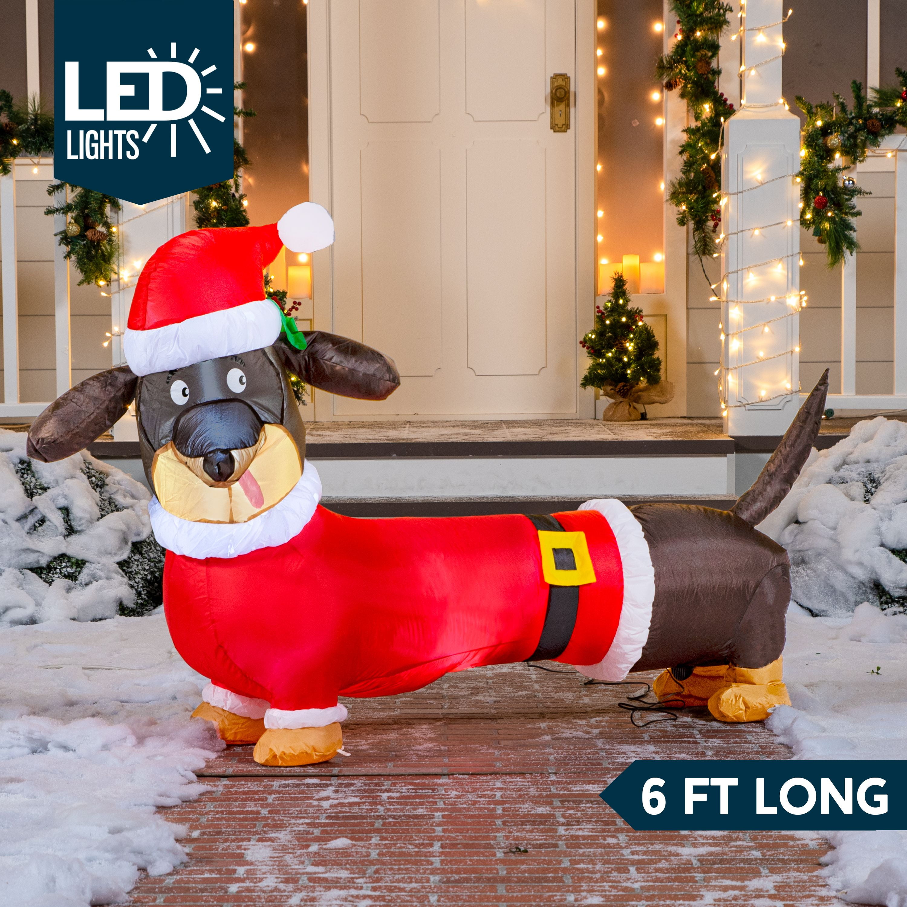 Joiedomi 5ft Long Christmas Inflatable Wiener Dog with Buildin LED