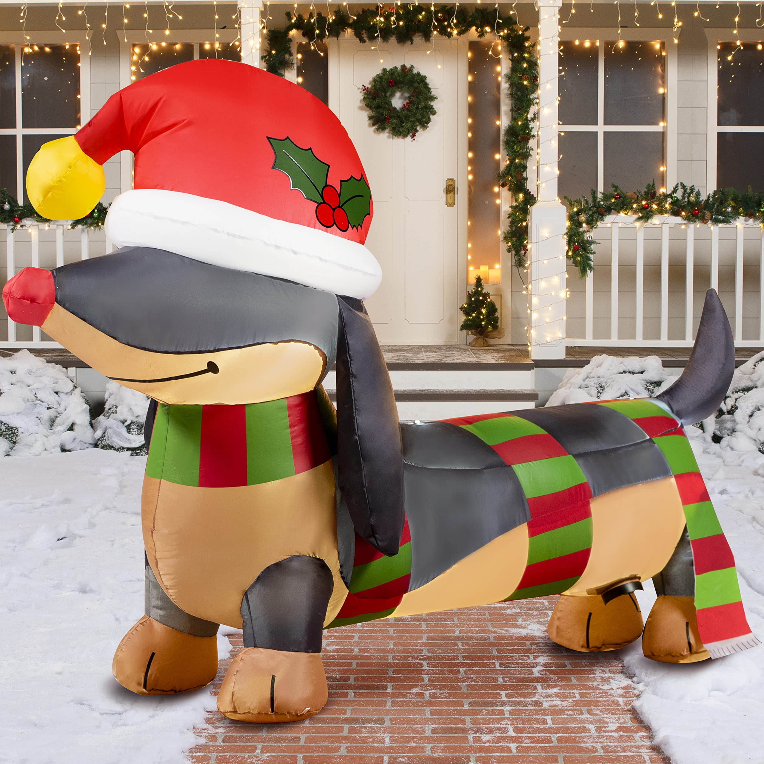 Joiedomi 6 FT Long Christmas Inflatable Weiner Dog, Blow Up Inflatable