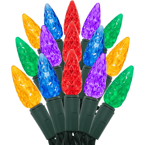 Joiedomi C6 LED Christmas String Lights,100(2 x 50) Count Strawberry Christmas Trees Lights, 46.6FT Connectable Multicolor for Indoor Outdoor Holiday Party Decor,Green Wire