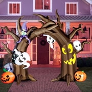 Joiedomi Halloween Inflatable 10 FT Tall Tree Archway with Skulls and Characters, Inflatable Pumpkin and Ghost with Build-in LEDs Blow Up Inflatables for Halloween Party Outdoor Yard Lawn Garden Decor