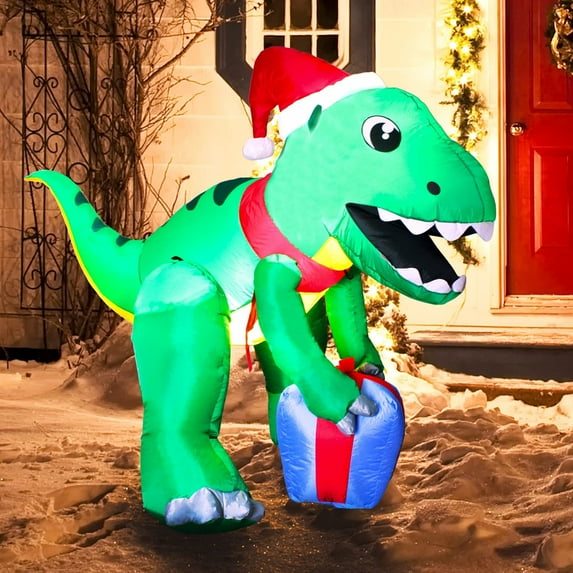 Joiedomi Inflatable Decoration 5 ft Dinosaur Self Inflatable LED Light Up Giant Blow Up Yard Décor for Xmas Holiday Indoor/Outdoor Garden Party Favor Supplies
