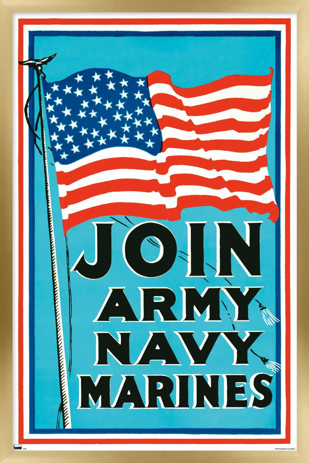Join Army Navy Marines Wall Poster, 14.725" x 22.375" Framed