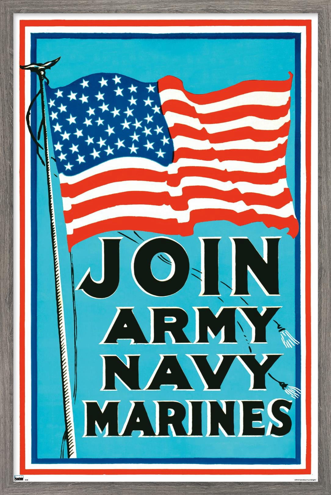 Join Army Navy Marines Wall Poster, 22.375" x 34" Framed