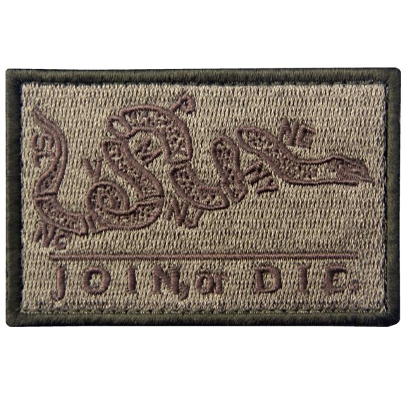 Join Or Die Tactical Embroidered Morale Applique Fastener Hook And Loop Patch, Multitan