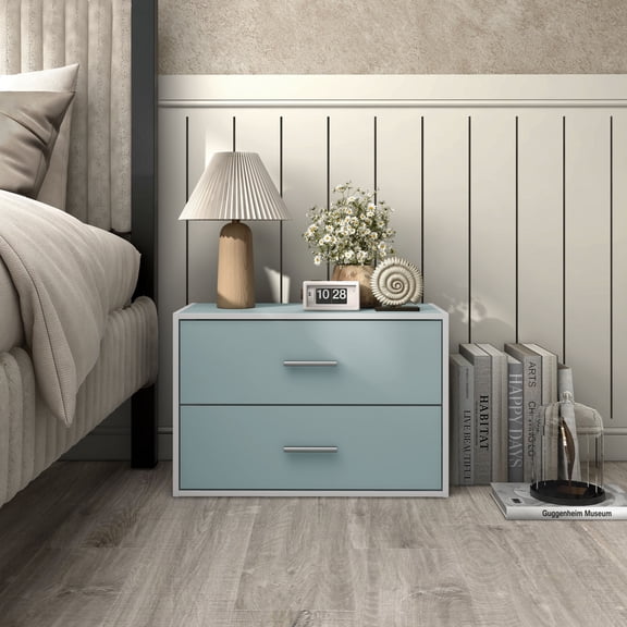 Join Stackable 2-Drawer Wood Light Blue Playroom Cabinet