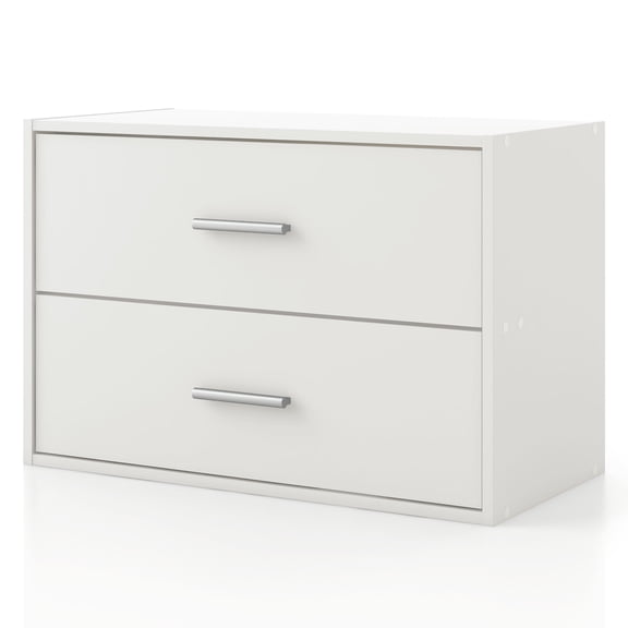 Join Stackable 2-Drawer Wood White Cabinet